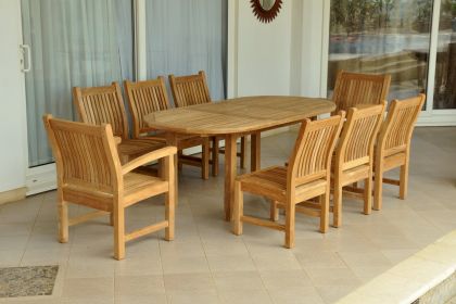 Sahara 7 Pieces Chairs and Bahama Oval Extension Outdoor Dining Set