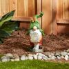 Leaf-Hat Gnome Holding Orb Solar Garden Light