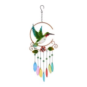 Glass Leaves Colorful Wind Chimes - Hummingbird