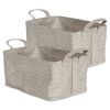 PE-Coated Woven Paper Bin Set - Gray Chevrons