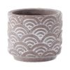 Cement Flower Pot Set - Taupe Scallop Design