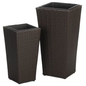 Tuscany Wicker-Look Tall Planter Set