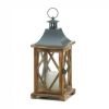 Diamond-Side Wood Candle Lantern - 14 inches