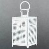 White Slatted Candle Lantern - 15 inches