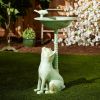 Cat and Bird Aluminum Birdbath