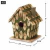 Knotty Wood Moss-Covered Bird House