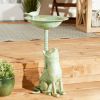 Cat and Bird Aluminum Birdbath