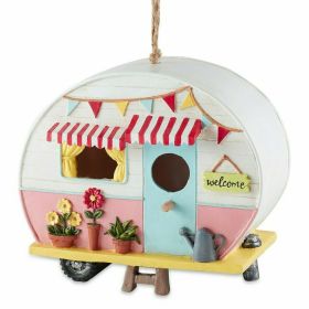 Pink and White Camper Birdhouse