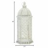 Lacy Cutout Distressed White Candle Lantern - 20 inches