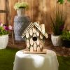 Knotty Wood Moss-Covered Bird House