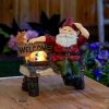 Solar Gnome on Welcome Bench with Light-Up Jewels