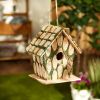 Knotty Wood Moss-Covered Bird House