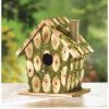 Knotty Wood Moss-Covered Bird House