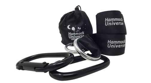 Eco-Friendly Hammock Tree Straps with Heavy Duty Carabiners (Color: Black)